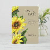 Save The Date Aquarelle Sunflower Wedding shower Kaki (Debout devant)