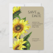 Save The Date Aquarelle Sunflower Wedding shower Kaki (Devant)
