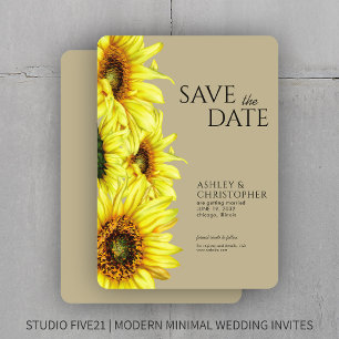 Save The Date Aquarelle Sunflower Wedding shower Kaki