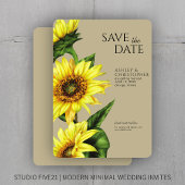 Save The Date Aquarelle Sunflower Wedding shower Kaki