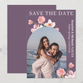 Save The Date Aquarelle Terre moderne élégant Arc floral (Devant / Derrière)