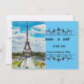 Save The Date Aquarelle Tour Eiffel Plein Pic Enregistrer La Dat (Dos)