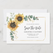 Save The Date Aquarelle tournesol Mariage Eucalyptus (Devant)