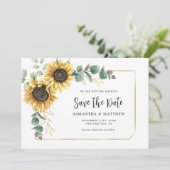 Save The Date Aquarelle tournesol Mariage Eucalyptus (Debout devant)