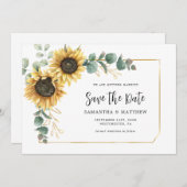 Save The Date Aquarelle tournesol Mariage Eucalyptus (Devant / Derrière)