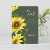 Save The Date Aquarelle Tournesol Moss Wedding shower vert (Debout devant)
