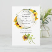 Save The Date Aquarelle tournesol Rustique Mariage géométrique (Debout devant)