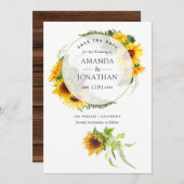 Save The Date Aquarelle tournesol Rustique Mariage géométrique (Devant / Derrière)