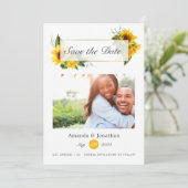 Save The Date Aquarelle tournesol Rustique Mariage géométrique (Debout devant)