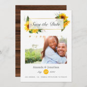 Save The Date Aquarelle tournesol Rustique Mariage géométrique (Devant / Derrière)