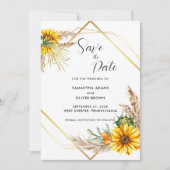 Save The Date Aquarelle tournesol rustique Script Enregistrer la (Devant)