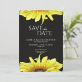 Save The Date Aquarelle tournesol Wedding shower noir (Debout devant)