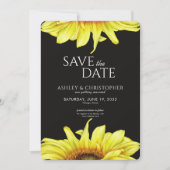 Save The Date Aquarelle tournesol Wedding shower noir (Devant)