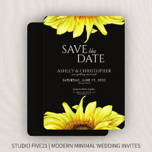 Save The Date Aquarelle tournesol Wedding shower noir