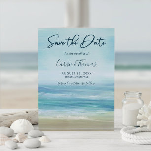 Save The Date Aquarelle Tropical Beach Ocean Waves