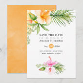 Save The Date Aquarelle Tropical Floral Beach Mariage (Devant / Derrière)