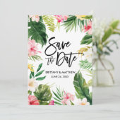 Save The Date Aquarelle Tropical Floral Moderne Script (Debout devant)