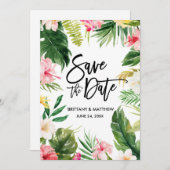 Save The Date Aquarelle Tropical Floral Moderne Script (Devant / Derrière)