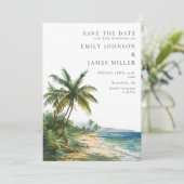 Save The Date Aquarelle Tropical Palm Beach Mariage photo (Debout devant)