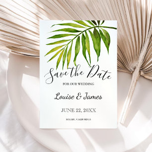 Save The Date Aquarelle Tropical Palm Leaf Mariage botanique