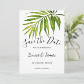 Save The Date Aquarelle Tropical Palm Leaf Mariage botanique (Debout devant)