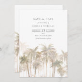 Save The Date Aquarelle Tropical Palm Trees Mariage (Devant / Derrière)