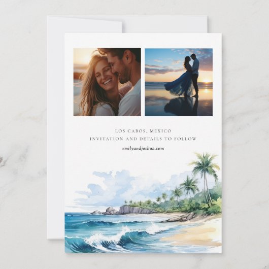 Save The Date Aquarelle tropicale de plage (Dos)