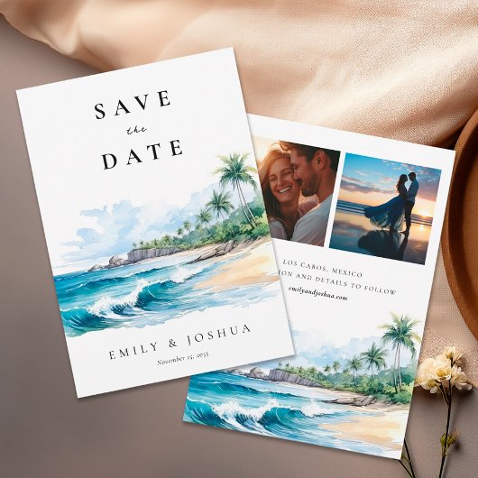 Save The Date Aquarelle tropicale de plage