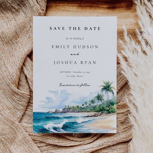 Save The Date Aquarelle tropicale de plage