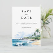 Save The Date Aquarelle tropicale de plage (Debout devant)