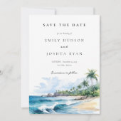 Save The Date Aquarelle tropicale de plage (Devant)