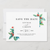 Save The Date Aquarelle tropicale Feuillage Vert Moderne (Devant)