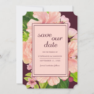 Save The Date Aquarelle tropicale florale rose et rose
