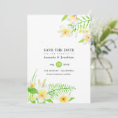 Save The Date Aquarelle tropicale Frangipani Mariage floral (Debout devant)