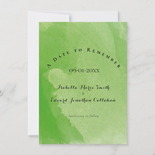 Save The Date Aquarelle tropicale Mariage vert Monstera Feuilles (Devant)