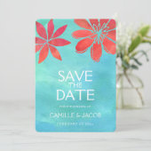 Save The Date Aquarelle tropicale océanique florale Enregistrer  (Debout devant)