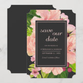 Save The Date Aquarelle Tropicale Pêche au Charbon Floral (Devant / Derrière)