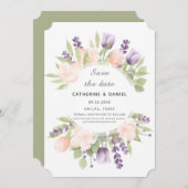 Save The Date Aquarelle Tulipes botaniques Pastel (Devant / Derrière)