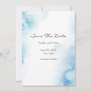 Save The Date Aquarelle Turquoise bleue Cadre Abstrait
