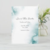 Save The Date Aquarelle Turquoise douce Cadre Abstrait (Debout devant)
