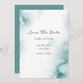 Save The Date Aquarelle Turquoise douce Cadre Abstrait (Devant / Derrière)