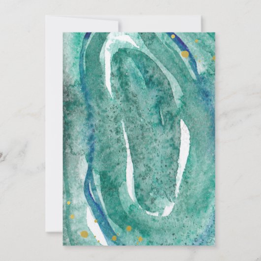Save The Date Aquarelle Turquoise et Géode Or Enregistrer la dat (Dos)