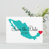 Save The Date Aquarelle Turquoise Turquoise Destination Mexique (Debout devant)
