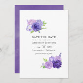 Save The Date Aquarelle ultra violette Mariage (Devant / Derrière)
