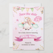 Save The Date Aquarelle Unicorn rose Enregistrer la date (Devant)