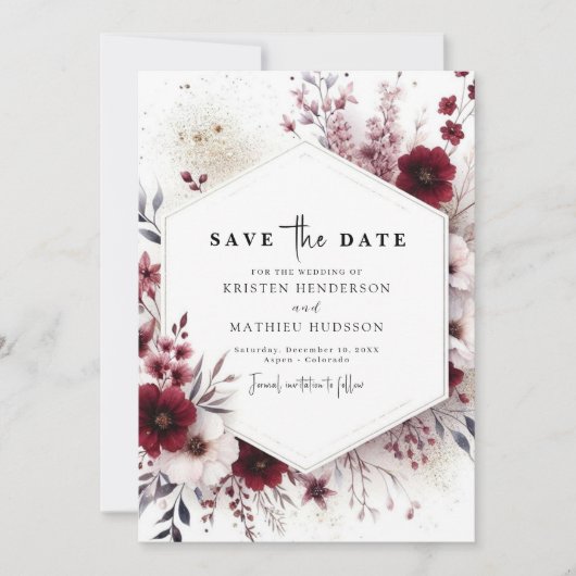Save The Date Aquarelle unique Mariage de Bourgogne (Devant)