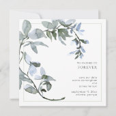 Save The Date Aquarelle Verdure Bleu clair Floral (Devant)