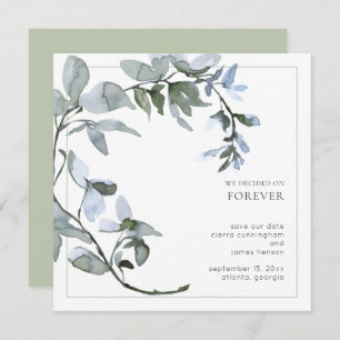Save The Date Aquarelle Verdure Bleu clair Floral 