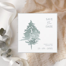 Aquarelle Verdure Bois Pins Mariage