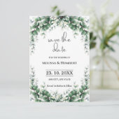Save The Date Aquarelle Verdure Feuillage Eucalyptus Wreath (Debout devant)